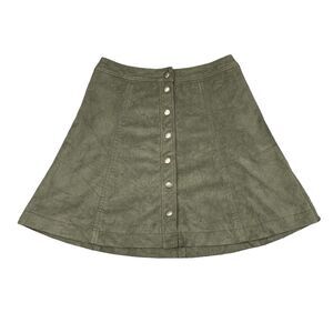 Abercrombie & Fitch Skirt Womens 0 Avocado Front Snap Button Faux Suede Skater